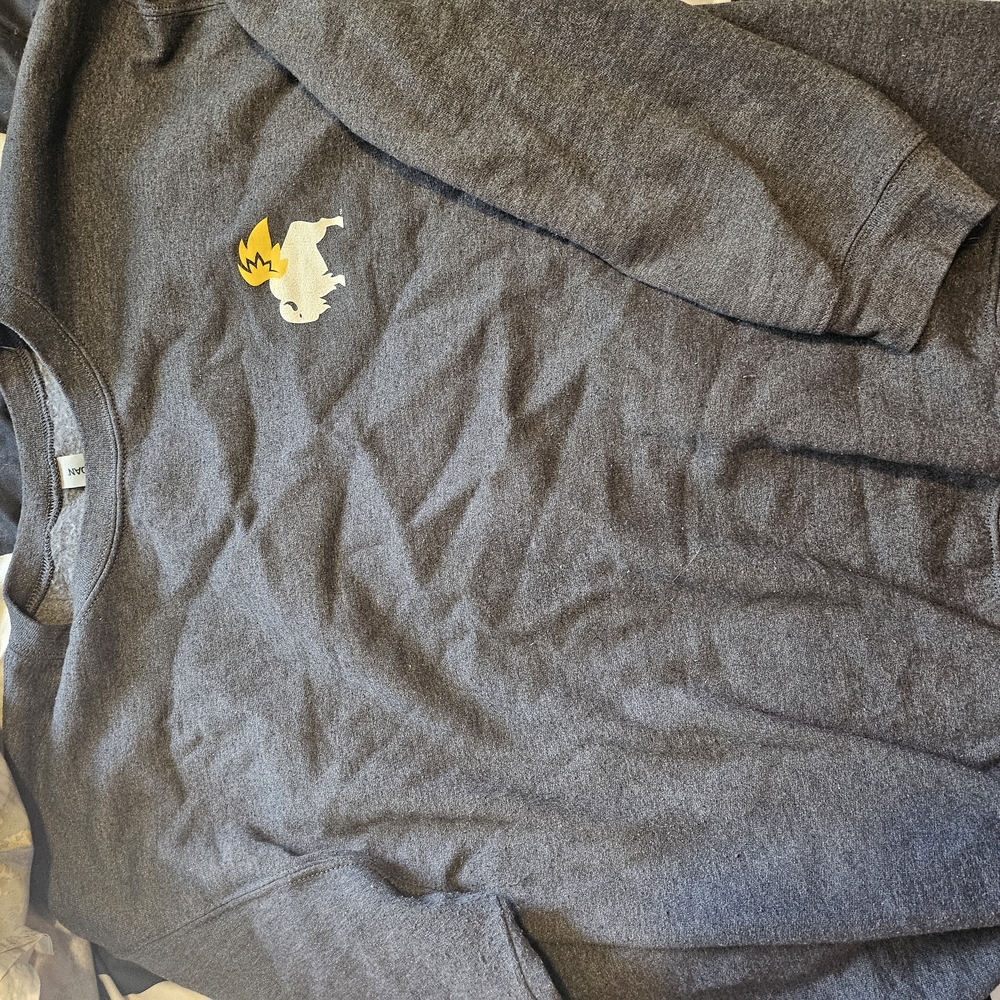 Gray Sweatshirt with Yellow and White Logo